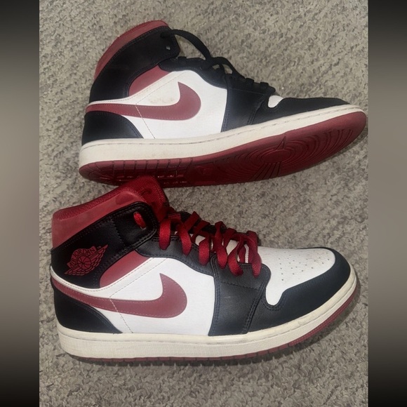 Nike Other - Nike Air Jordan 1 Mid Black Gym Red White Men’s Size 8 Sneakers